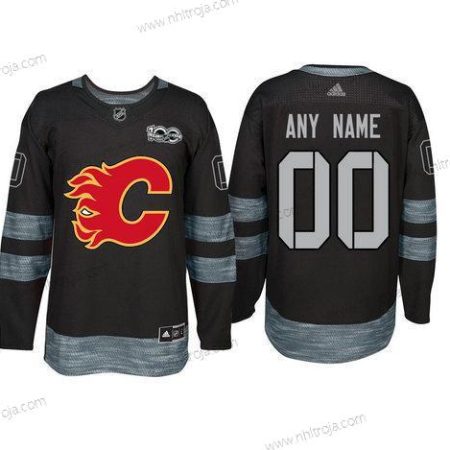 Adidas Calgary Flames Skräddarsydda Svart 1917-2017 100th Jubileum Stitched NHL Tröjor