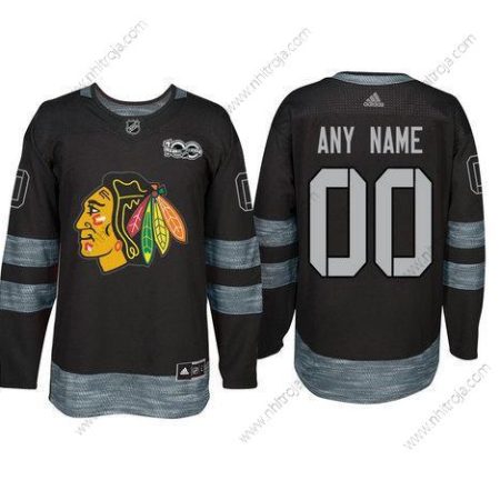 Adidas Chicago Blackhawks Skräddarsydda Svart 1917-2017 100th Jubileum Stitched NHL Tröjor