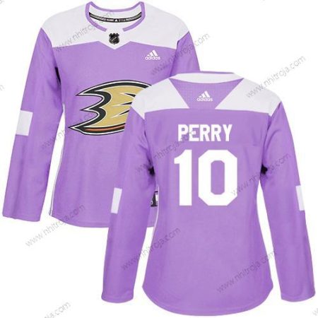 Adidas Dam Anaheim Ducks #10 Corey Perry Lila Autentisk Bekämpar cancer Stitched NHL Tröjor