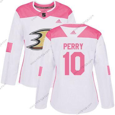 Adidas Dam Anaheim Ducks #10 Corey Perry Vit Rosa Autentisk Stitched NHL Tröjor