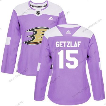 Adidas Dam Anaheim Ducks #15 Ryan Getzlaf Lila Autentisk Bekämpar cancer Stitched NHL Tröjor