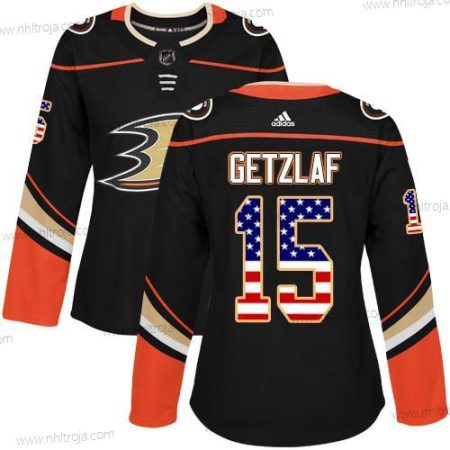 Adidas Dam Anaheim Ducks #15 Ryan Getzlaf Svart Autentisk USA Flag Stitched NHL Hemma Tröjor