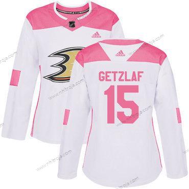 Adidas Dam Anaheim Ducks #15 Ryan Getzlaf Vit Rosa Autentisk Stitched NHL Tröjor