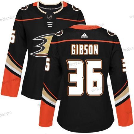 Adidas Dam Anaheim Ducks #36 John Gibson Svart Autentisk Stitched NHL Hemma Tröjor