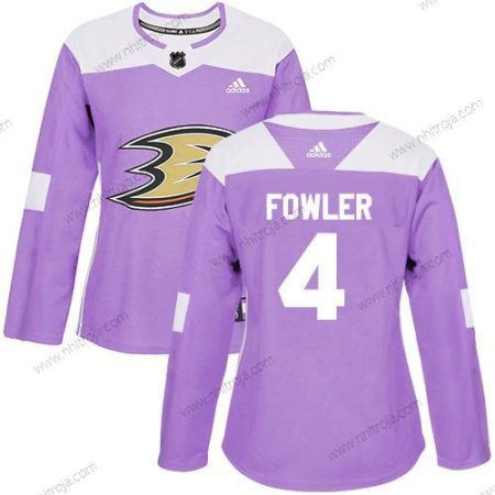 Adidas Dam Anaheim Ducks #4 Cam Fowler Lila Autentisk Bekämpar cancer Stitched NHL Tröjor