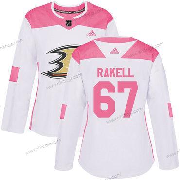 Adidas Dam Anaheim Ducks #67 Rickard Rakell Vit Rosa Autentisk Stitched NHL Tröjor