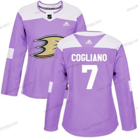 Adidas Dam Anaheim Ducks #7 Andrew Cogliano Lila Autentisk Bekämpar cancer Stitched NHL Tröjor