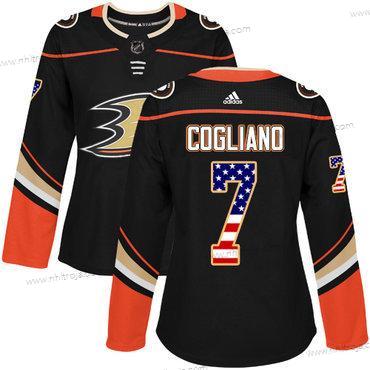 Adidas Dam Anaheim Ducks #7 Andrew Cogliano Svart Autentisk USA Flag Stitched NHL Hemma Tröjor