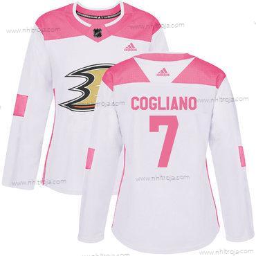 Adidas Dam Anaheim Ducks #7 Andrew Cogliano Vit Rosa Autentisk Stitched NHL Tröjor