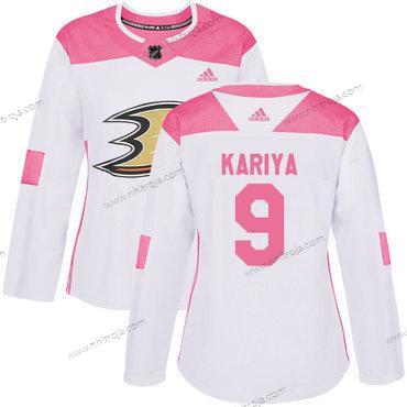 Adidas Dam Anaheim Ducks #9 Paul Kariya Vit Rosa Autentisk Stitched NHL Tröjor