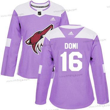 Adidas Dam Arizona Coyotes #16 Max Domi Lila Autentisk Bekämpar cancer Stitched NHL Tröjor