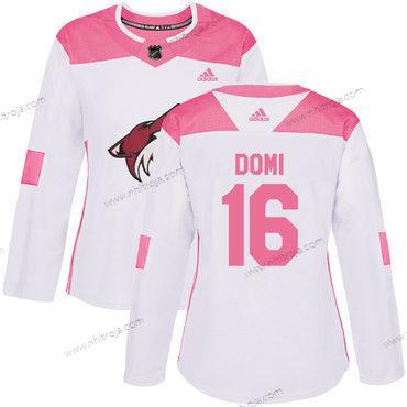 Adidas Dam Arizona Coyotes #16 Max Domi Vit Rosa Autentisk Stitched NHL Tröjor