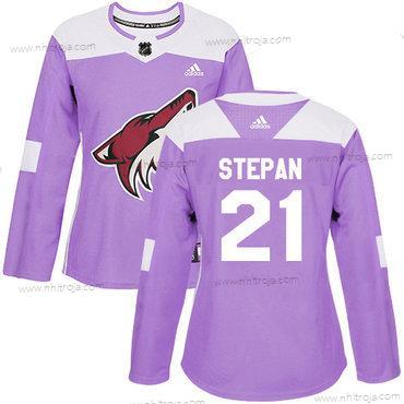 Adidas Dam Arizona Coyotes #21 Derek Stepan Lila Autentisk Bekämpar cancer Stitched NHL Tröjor