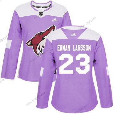 Adidas Dam Arizona Coyotes #23 Oliver Ekman-Larsson Lila Autentisk Bekämpar cancer Stitched NHL Tröjor