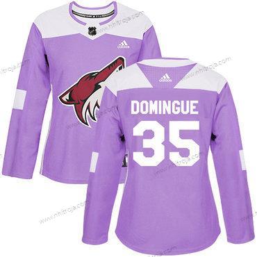 Adidas Dam Arizona Coyotes #35 Louis Domingue Lila Autentisk Bekämpar cancer Stitched NHL Tröjor