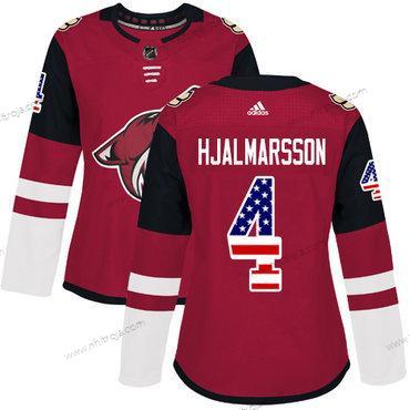 Adidas Dam Arizona Coyotes #4 Niklas Hjalmarsson Röd Autentisk USA Flag Stitched NHL Hemma Tröjor