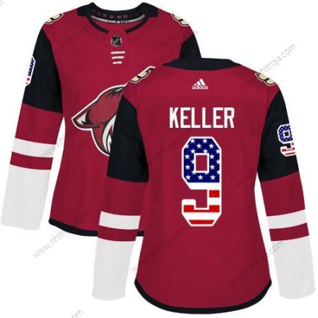 Adidas Dam Arizona Coyotes #9 Clayton Keller Röd Autentisk USA Flag Stitched NHL Hemma Tröjor