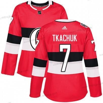 Adidas Dam Autentisk Ottawa Senators #7 Brady Tkachuk 2017 100 Röd Klassisk Tröjor