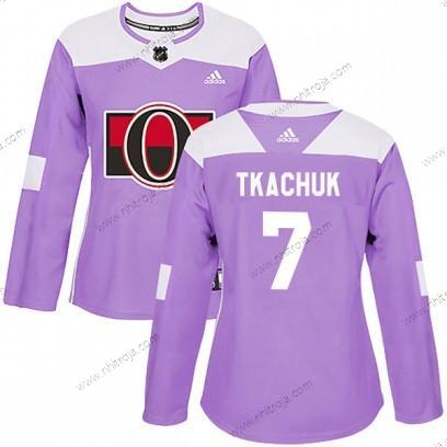 Adidas Dam Autentisk Ottawa Senators #7 Brady Tkachuk Bekämpar cancer Träning Lila Tröjor