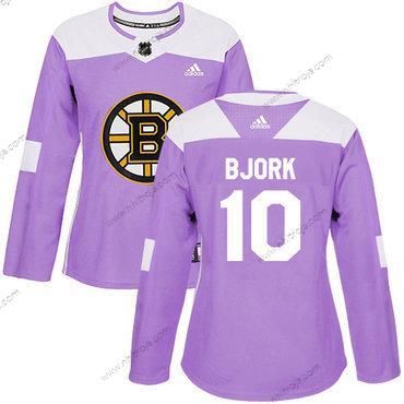 Adidas Dam Boston Bruins #10 Anders Bjork Lila Autentisk Bekämpar cancer Stitched NHL Tröjor