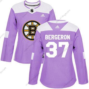 Adidas Dam Boston Bruins #37 Patrice Bergeron Lila Autentisk Bekämpar cancer Stitched NHL Tröjor