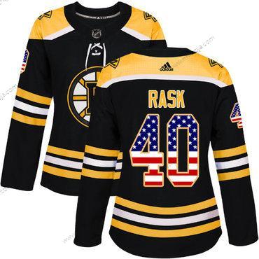 Adidas Dam Boston Bruins #40 Tuukka Rask Svart Autentisk USA Flag Stitched NHL Hemma Tröjor