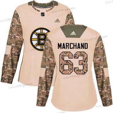 Adidas Dam Boston Bruins #63 Brad Marchand Camo Autentisk 2017 Veterans Day Stitched NHL Tröjor