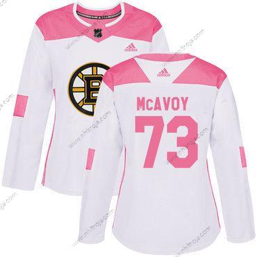 Adidas Dam Boston Bruins #73 Charlie Mcavoy Vit Rosa Autentisk Stitched NHL Tröjor