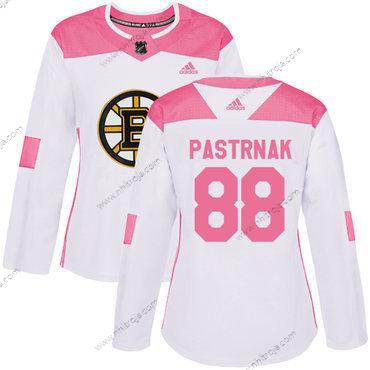 Adidas Dam Boston Bruins #88 David Pastrnak Vit Rosa Autentisk Stitched NHL Tröjor