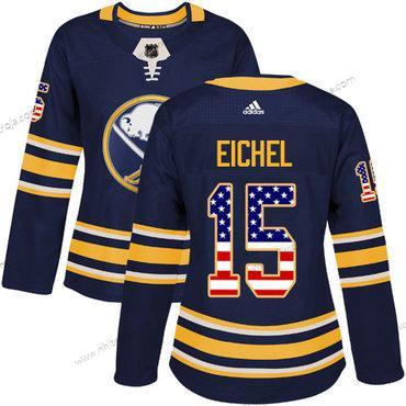 Adidas Dam Buffalo Sabres #15 Jack Eichel Marin Blå Autentisk USA Flag Stitched NHL Hemma Tröjor