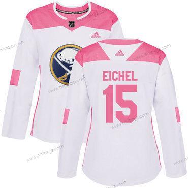 Adidas Dam Buffalo Sabres #15 Jack Eichel Vit Rosa Autentisk Stitched NHL Tröjor