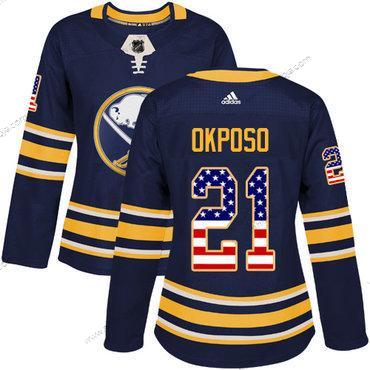 Adidas Dam Buffalo Sabres #21 Kyle Okposo Marin Blå Autentisk USA Flag Stitched NHL Hemma Tröjor