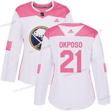 Adidas Dam Buffalo Sabres #21 Kyle Okposo Vit Rosa Autentisk Stitched NHL Tröjor