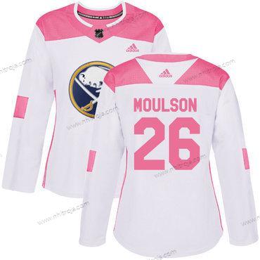 Adidas Dam Buffalo Sabres #26 Matt Moulson Vit Rosa Autentisk Stitched NHL Tröjor