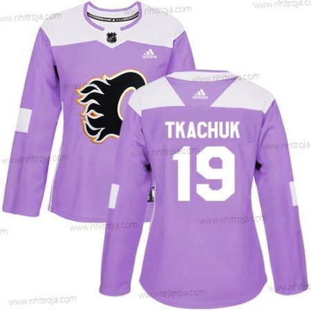 Adidas Dam Calgary Flames #19 Matthew Tkachuk Lila Autentisk Bekämpar cancer Stitched NHL Tröjor