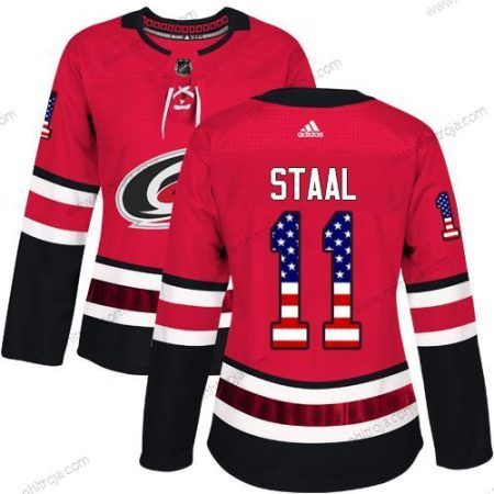 Adidas Dam Carolina Hurricanes #11 Jordan Staal Röd Autentisk USA Flag Stitched NHL Hemma Tröjor