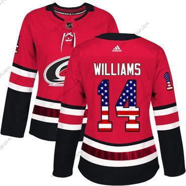 Adidas Dam Carolina Hurricanes #14 Justin Williams Röd Autentisk USA Flag Stitched NHL Hemma Tröjor