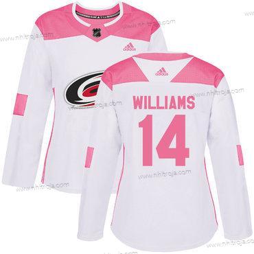 Adidas Dam Carolina Hurricanes #14 Justin Williams Vit Rosa Autentisk Stitched NHL Tröjor