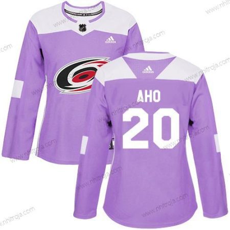 Adidas Dam Carolina Hurricanes #20 Sebastian Aho Lila Autentisk Bekämpar cancer Stitched NHL Tröjor