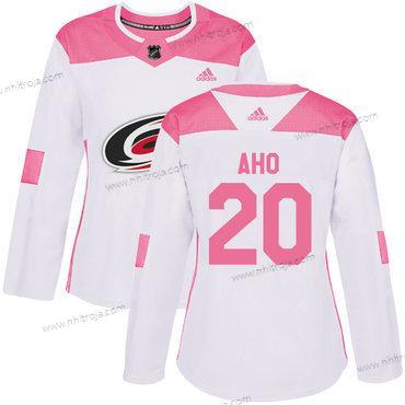 Adidas Dam Carolina Hurricanes #20 Sebastian Aho Vit Rosa Autentisk Stitched NHL Tröjor