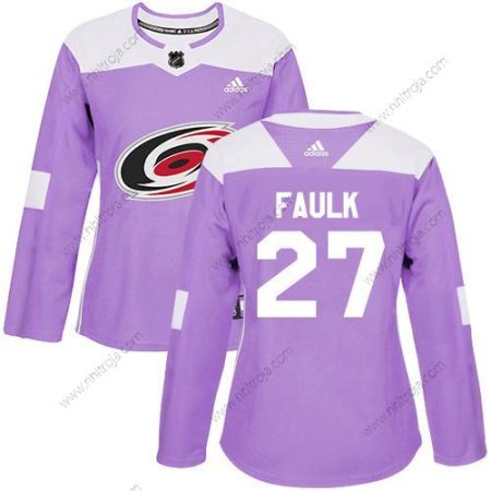 Adidas Dam Carolina Hurricanes #27 Justin Faulk Lila Autentisk Bekämpar cancer Stitched NHL Tröjor