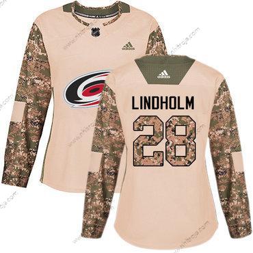 Adidas Dam Carolina Hurricanes #28 Elias Lindholm Camo Autentisk 2017 Veterans Day Stitched NHL Tröjor