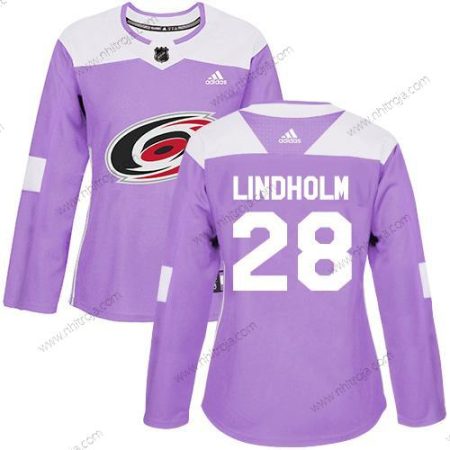 Adidas Dam Carolina Hurricanes #28 Elias Lindholm Lila Autentisk Bekämpar cancer Stitched NHL Tröjor