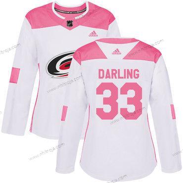 Adidas Dam Carolina Hurricanes #33 Scott Darling Vit Rosa Autentisk Stitched NHL Tröjor