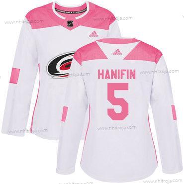 Adidas Dam Carolina Hurricanes #5 Noah Hanifin Vit Rosa Autentisk Stitched NHL Tröjor