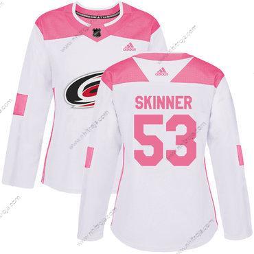 Adidas Dam Carolina Hurricanes #53 Jeff Skinner Vit Rosa Autentisk Stitched NHL Tröjor