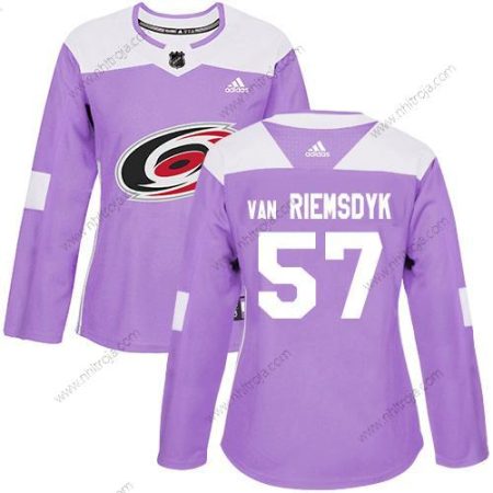 Adidas Dam Carolina Hurricanes #57 Trevor Van Riemsdyk Lila Autentisk Bekämpar cancer Stitched NHL Tröjor