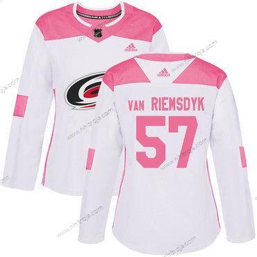 Adidas Dam Carolina Hurricanes #57 Trevor Van Riemsdyk Vit Rosa Autentisk Stitched NHL Tröjor