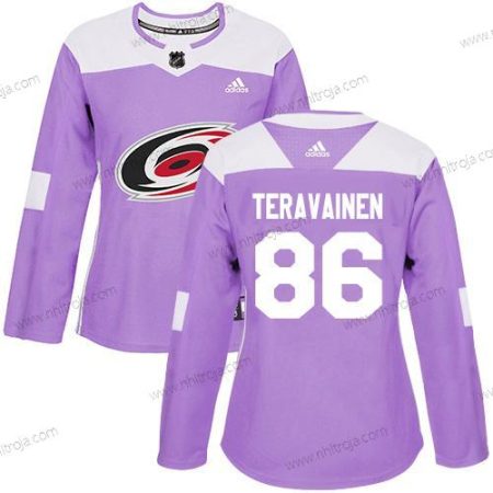 Adidas Dam Carolina Hurricanes #86 Teuvo Teravainen Lila Autentisk Bekämpar cancer Stitched NHL Tröjor