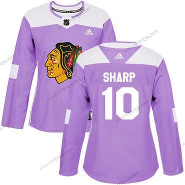 Adidas Dam Chicago Blackhawks #10 Patrick Sharp Lila Autentisk Bekämpar cancer Stitched NHL Tröjor